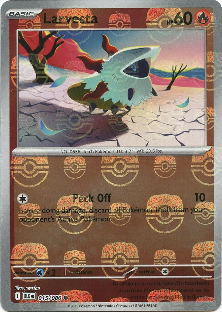 Larvesta (Master Ball Pattern) 015/086  - Holofoil SV Black Bolt - Common