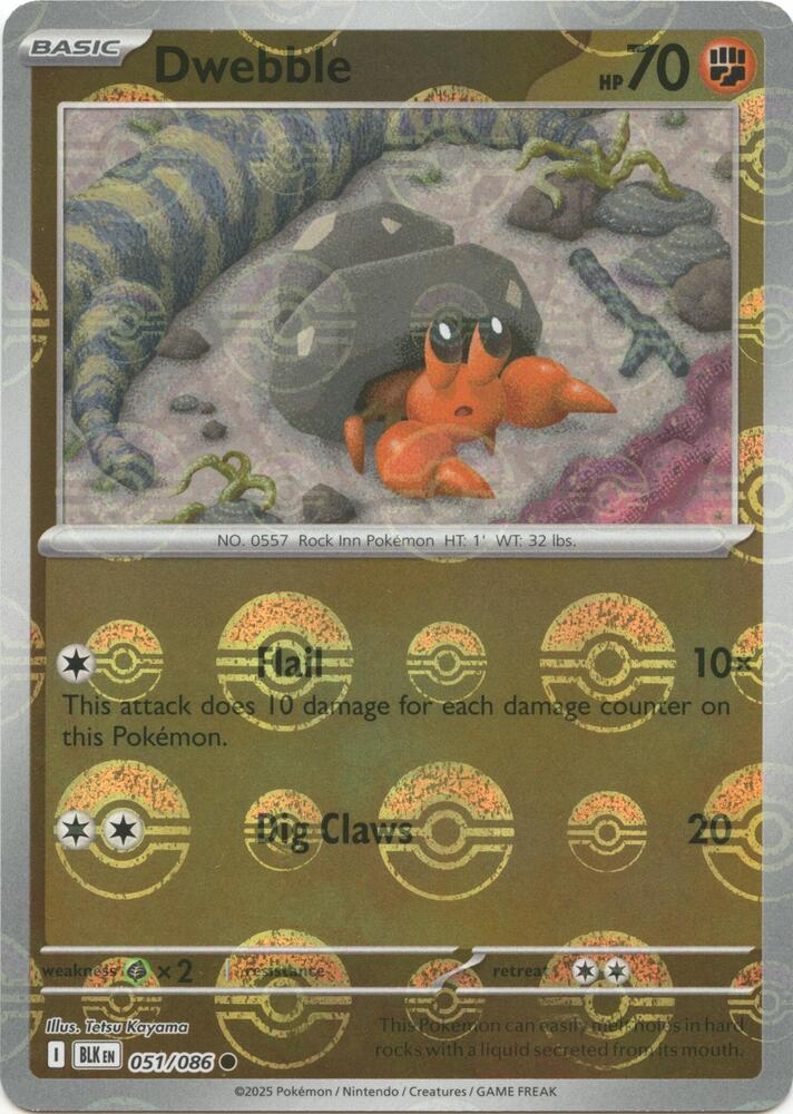 Dwebble (Poke Ball Pattern) 051/086  - Holofoil SV Black Bolt - Common