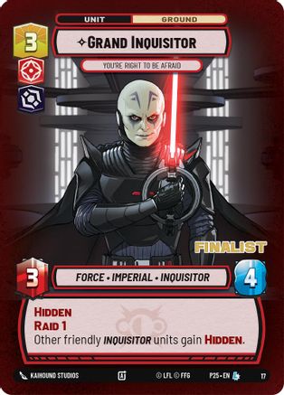 Grand Inquisitor - You're Right to Be Afraid (Finalist) (17) - Organized Play Promos Foil