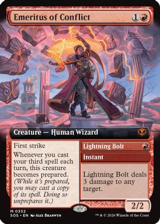 Emeritus of Conflict (Extended Art) (SOS-332) - Secrets of Strixhaven