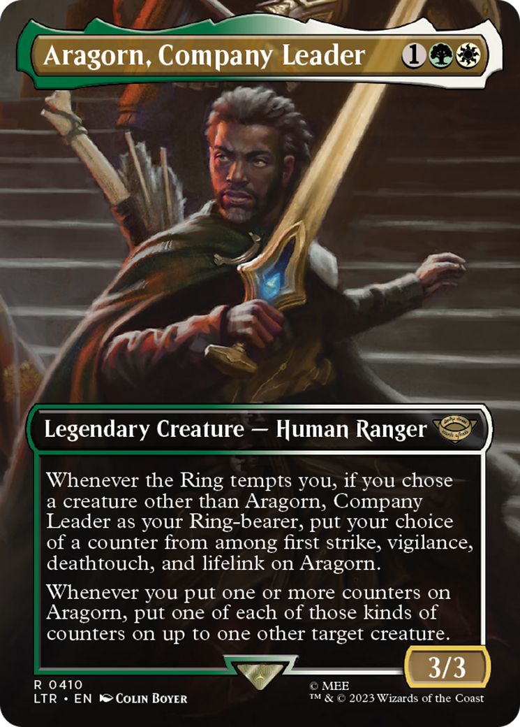 Aragorn, Company Leader (Borderless) (LTR-410) - The Lord of the Rings: Tales of Middle-earth (Borderless) Foil