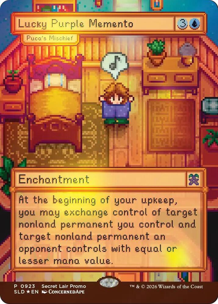 Magic the Gathering - Secret Lair x Stardew Valley - Puca's Mischief As "Lucky Purple Memento" - Traditional Foil