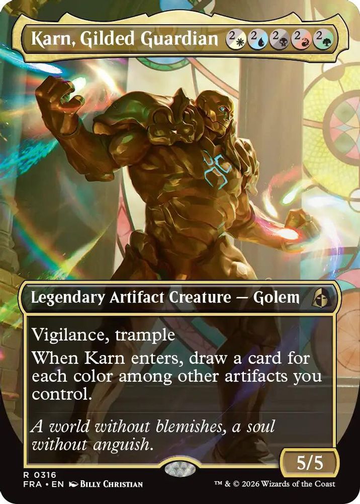 Karn, Gilded Guardian (Borderless) (FRA-316) - Reality Fracture Foil
