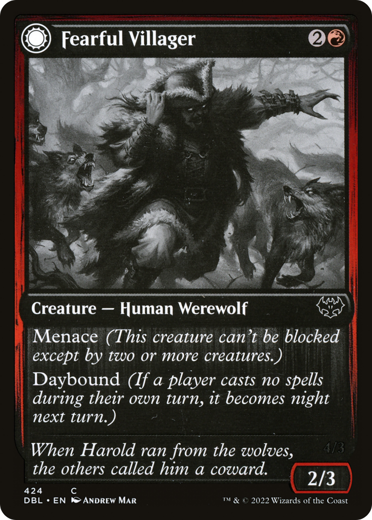 Fearful Villager (DBL-424) - Innistrad: Double Feature: (Double Faced Transform)