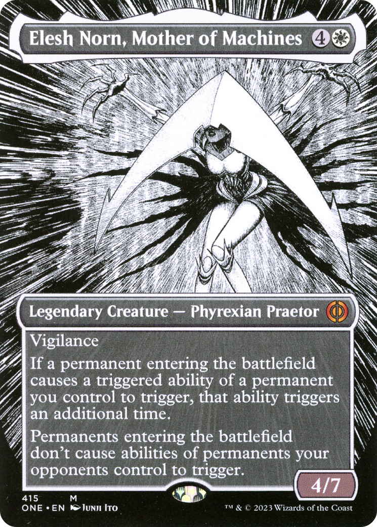 Elesh Norn, Mother of Machines (Borderless) (ONE-415) - Phyrexia: All Will Be One (Borderless) Foil