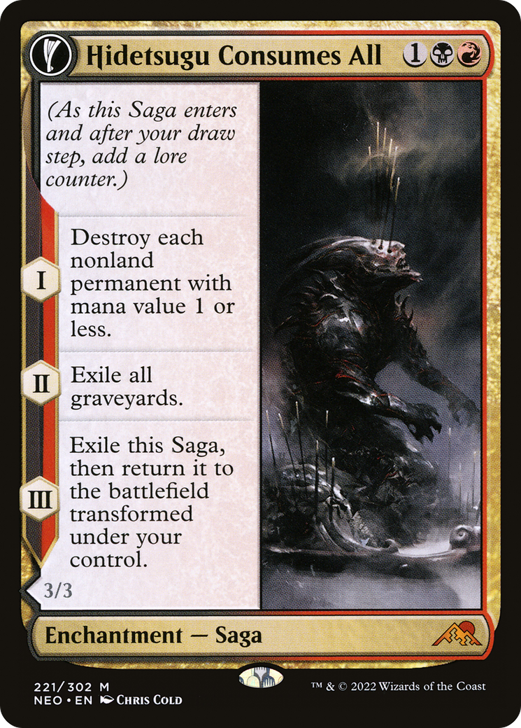Hidetsugu Consumes All (NEO-221) - Kamigawa: Neon Dynasty: (fandfc, enchantment)