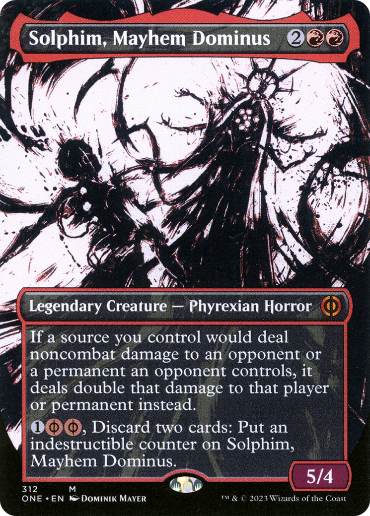 Solphim, Mayhem Dominus (Showcase) (ONE-312) - Phyrexia: All Will Be One: (Showcase) (Borderless)