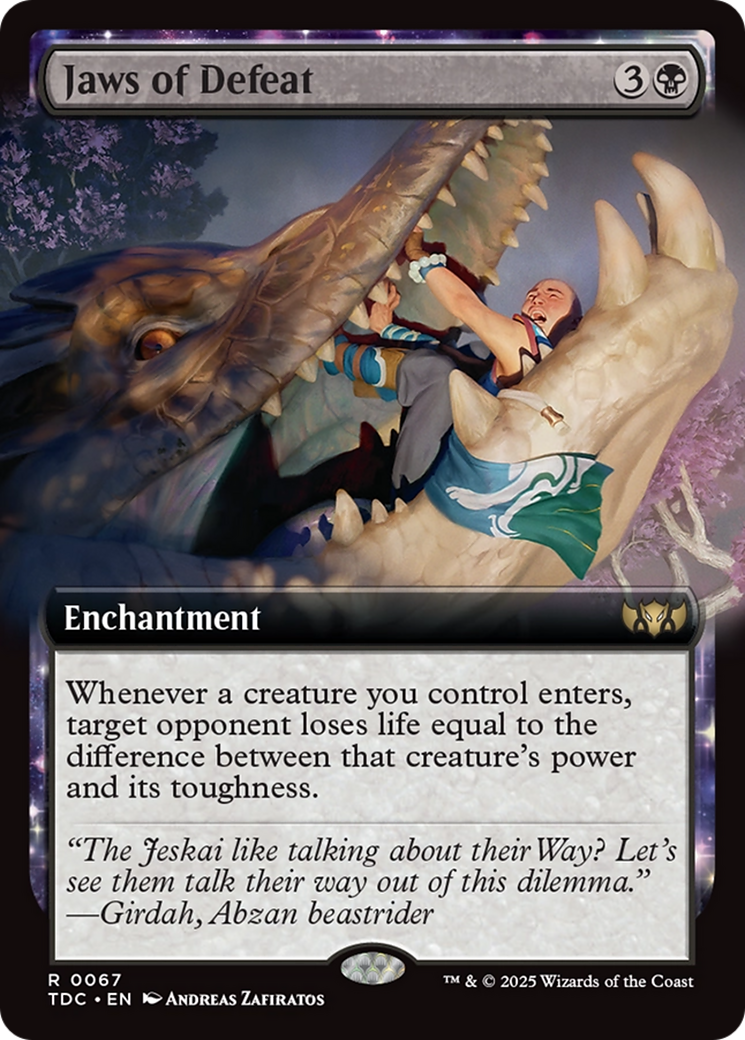 Jaws of Defeat (TDC-067) - Commander: Tarkir: Dragonstorm: (enchantment, Extended Art)