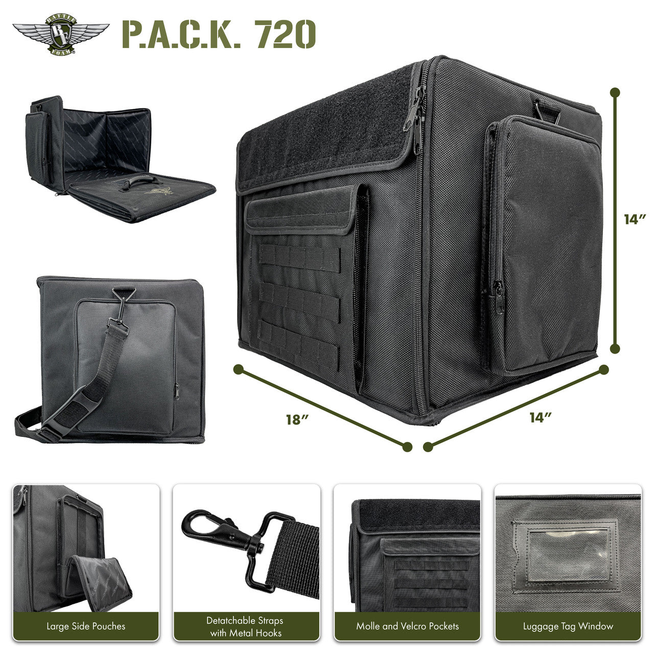 Battle Foam - (720) P.A.C.K. 720 Molle with Magna Rack Sliders Load Out (Black)