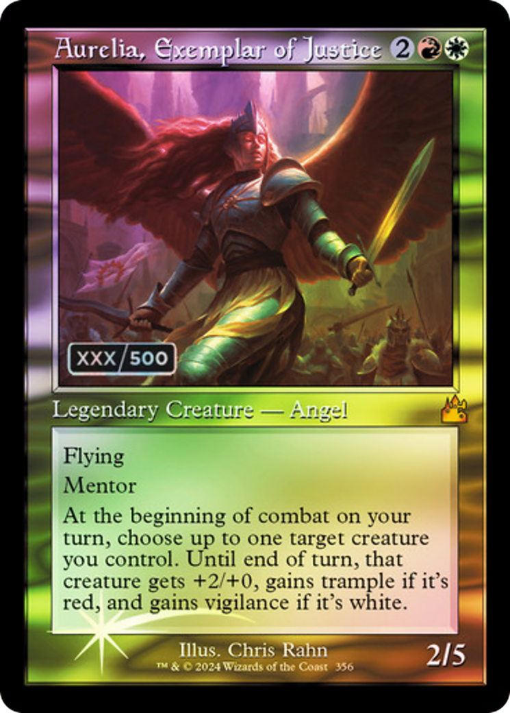 Aurelia, Exemplar of Justice (Retro Frame) (Serial Numbered) (RVR-356Z) - Ravnica Remastered Foil