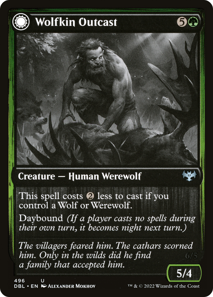 Wolfkin Outcast (DBL-496) - Innistrad: Double Feature: (Double Faced Transform) Foil