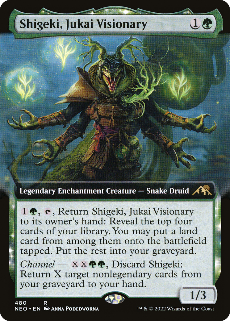 Shigeki, Jukai Visionary (NEO-480) - Kamigawa: Neon Dynasty: (Extended Art, enchantment) Foil