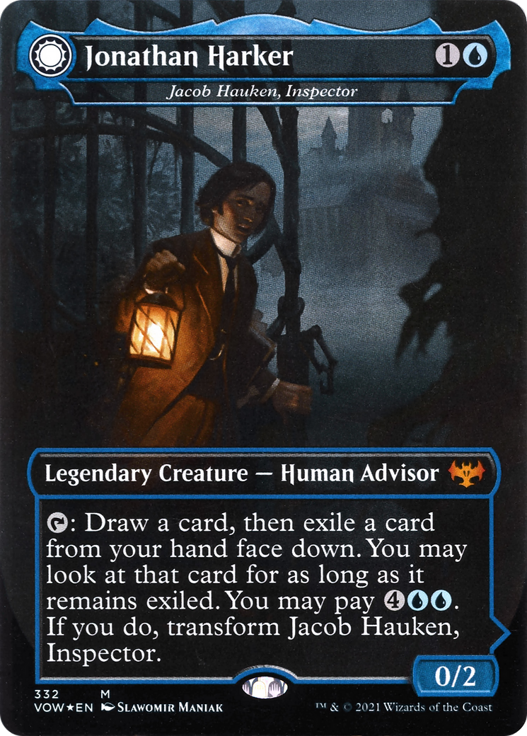 Jonathan Harker - Jacob Hauken, Inspector (VOW-332) - Innistrad: Crimson Vow: (Double Faced Transform) (Borderless) Foil