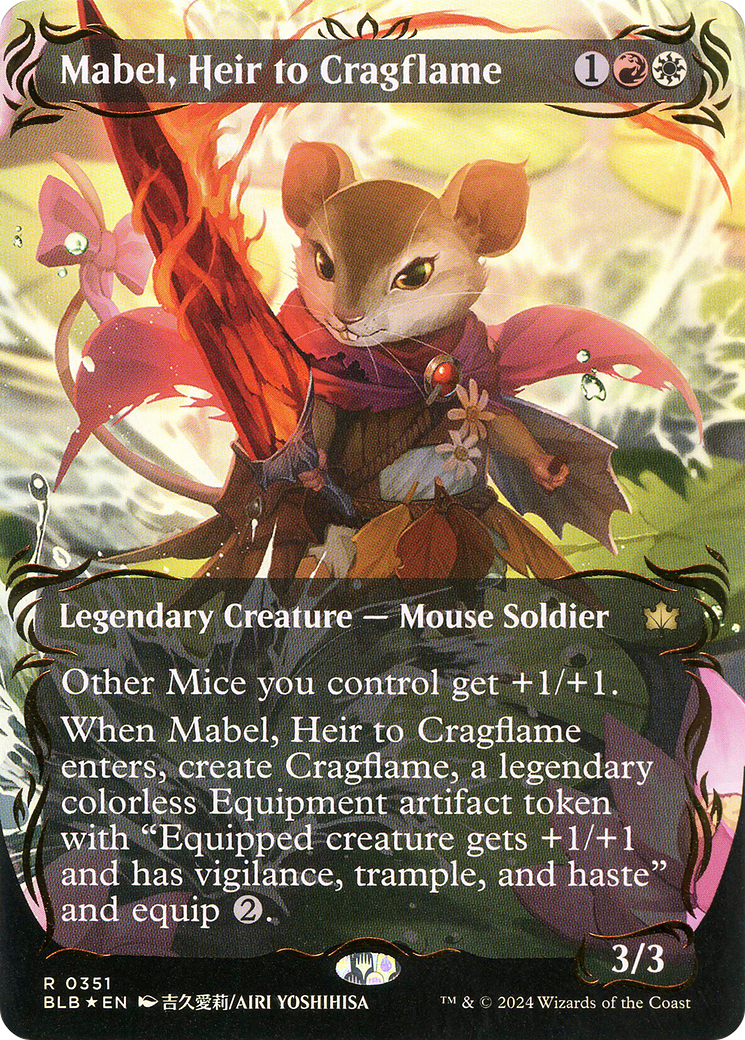 Mabel, Heir to Cragflame (Borderless) (Raised Foil) (BLB-351) - Bloomburrow: (Showcase) (Borderless) Foil