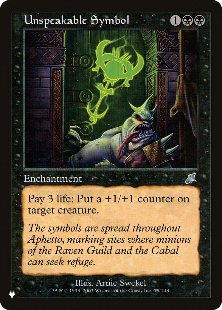 Unspeakable Symbol (LIST-079/143) - The List