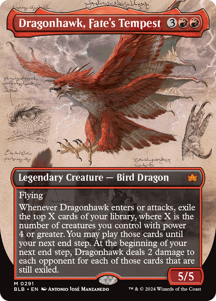 Dragonhawk, Fate's Tempest (BLB-291) - Bloomburrow: (Showcase) (Borderless)