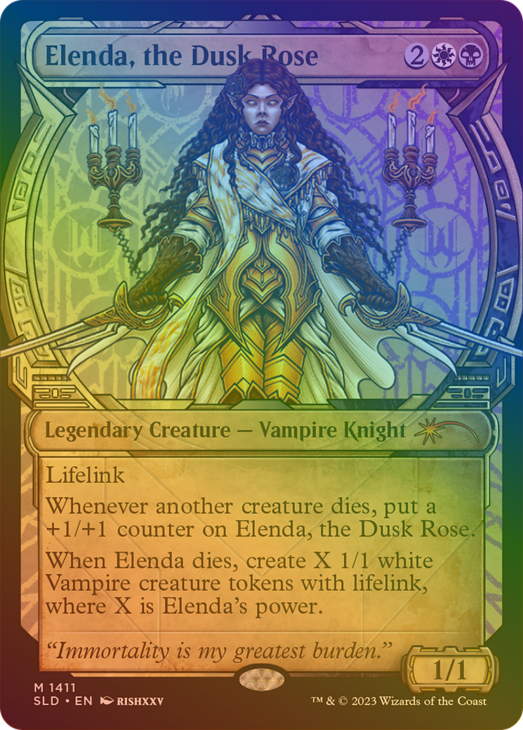 Elenda, the Dusk Rose (Rainbow Foil) (SLD-1411★) - Secret Lair Drop: (Showcase) Foil
