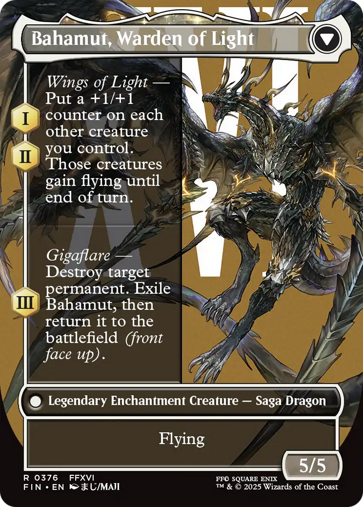 Dion, Bahamut's Dominant // Bahamut, Warden of Light (FIN-376) - FINAL FANTASY: (enchantment) (Borderless) Foil