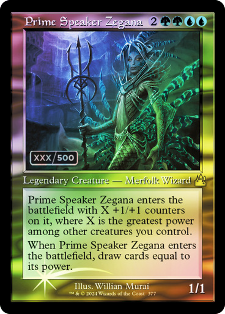 Prime Speaker Zegana (Retro Frame) (Serial Numbered) (RVR-377Z) - Ravnica Remastered Foil