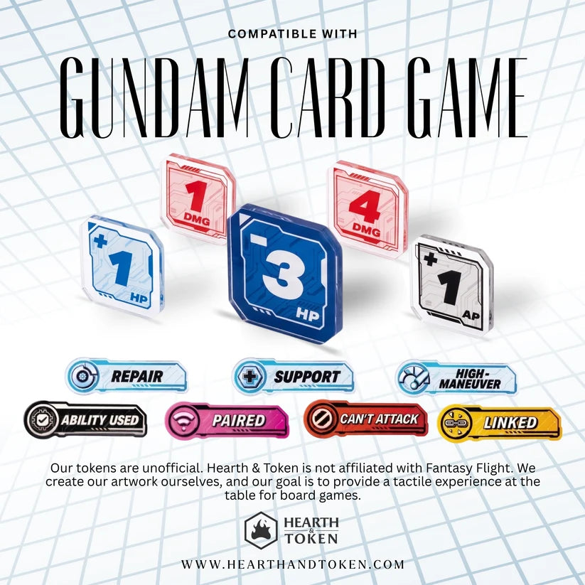 Gundam Card Game TCG Compatible Bundle | Acrylic Game Tokens