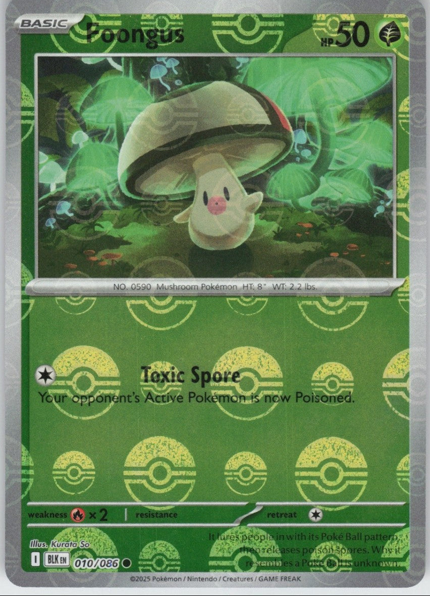 Foongus (Poke Ball Pattern) 010/086  - Holofoil SV Black Bolt - Common