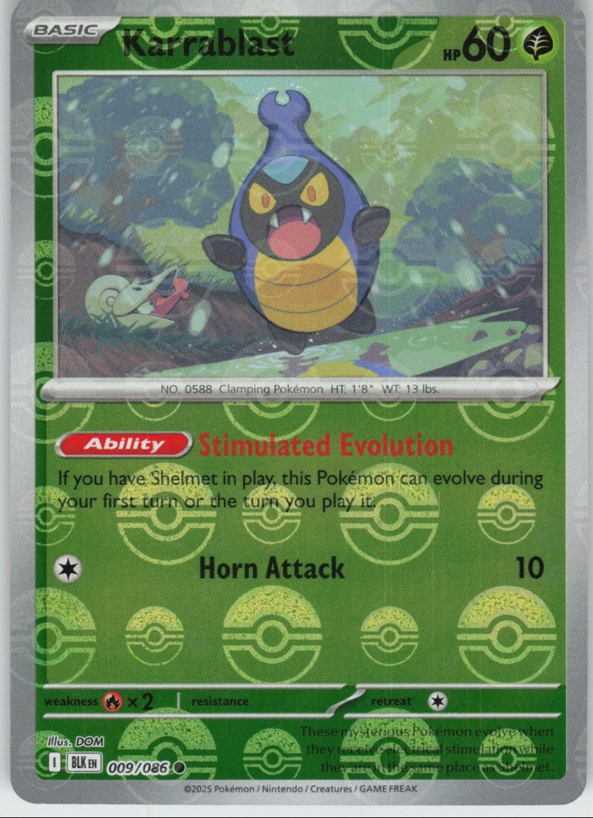 Karrablast (Poke Ball Pattern) 009/086  - Holofoil SV Black Bolt - Common