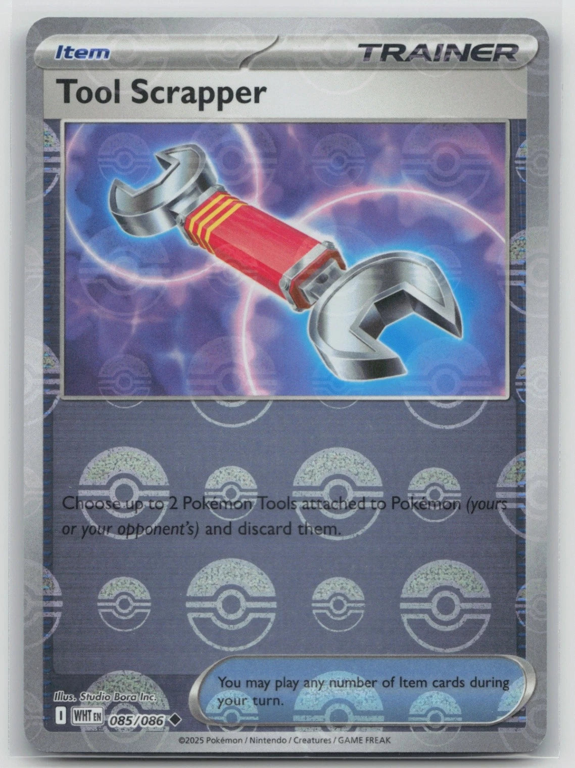 Tool Scrapper (Poke Ball Pattern) 085  - Holofoil SV White Flare - Uncommon