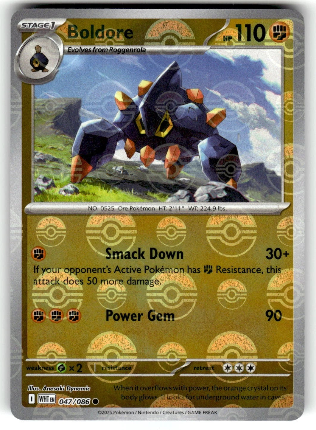 Boldore (Poke Ball Pattern) 047/086  - Holofoil SV White Flare - Common