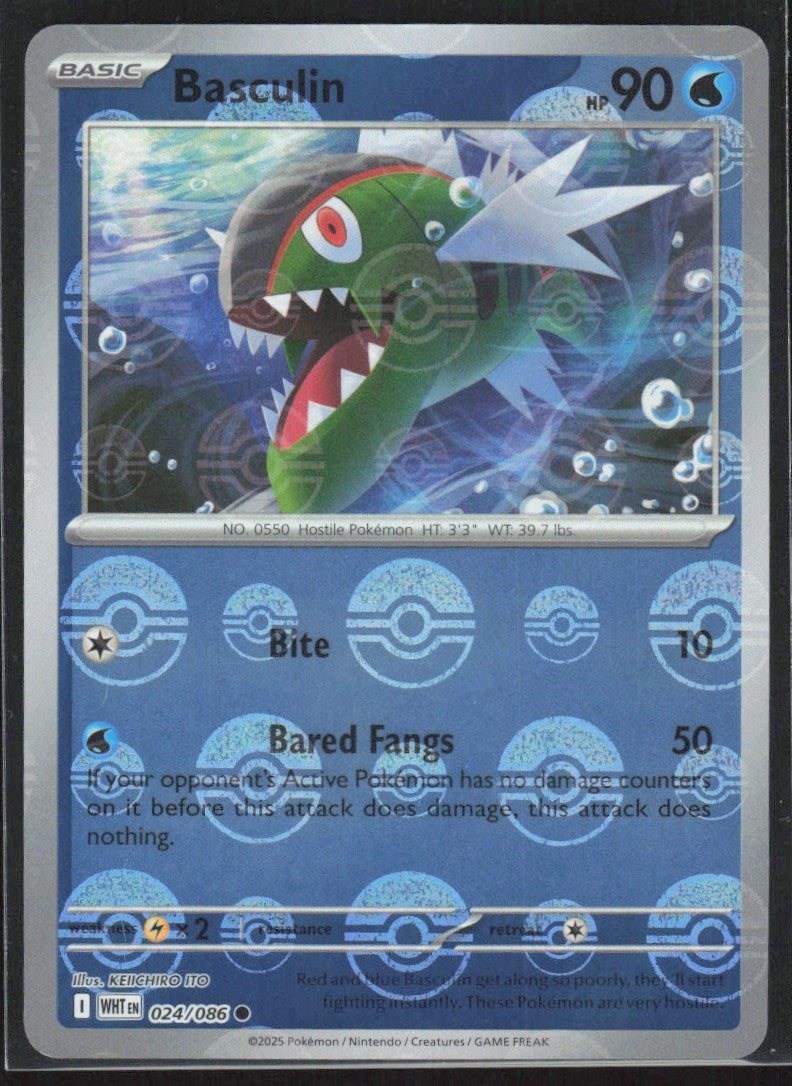 Basculin (Poke Ball Pattern) 024/086  - Holofoil SV White Flare - Common