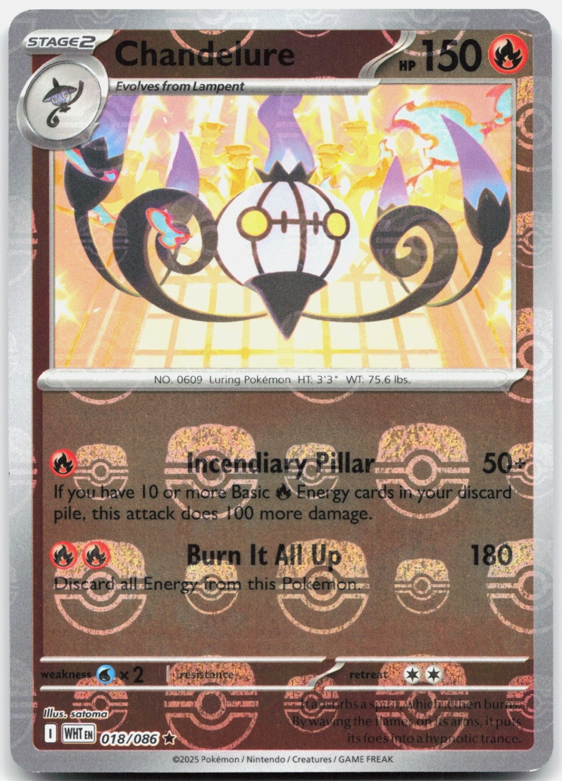 Chandelure (Master Ball Pattern) 018/086  - Holofoil SV White Flare - Rare