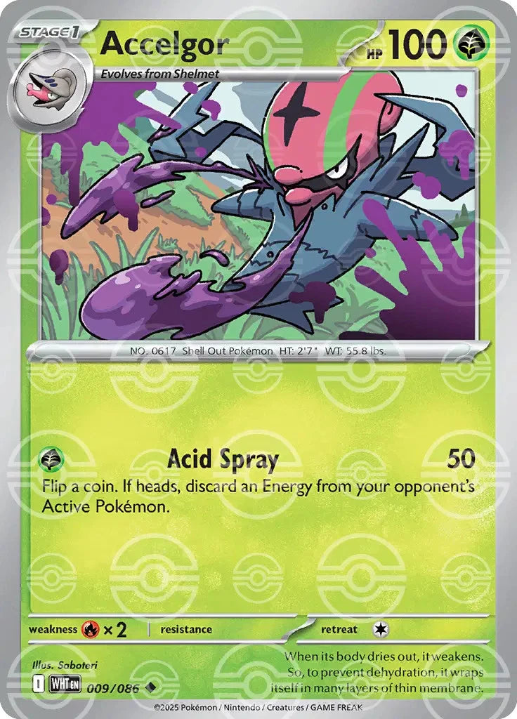Accelgor (Master Ball Pattern) 009/086  - Holofoil SV White Flare - Uncommon