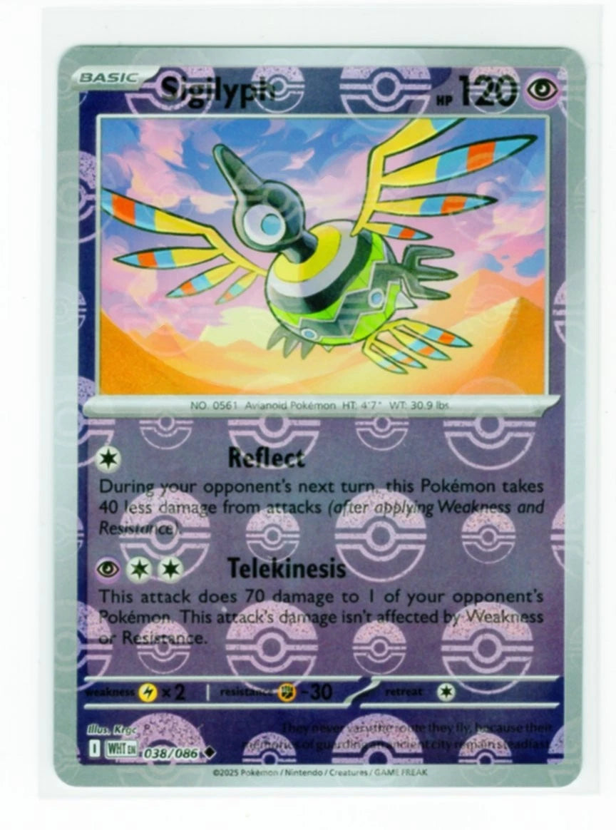 Sigilyph (Poke Ball Pattern) 038/086  - Holofoil SV White Flare - Uncommon