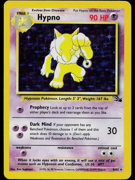 Hypno (8) 008/62  - Unlimited Holofoil Fossil - Holo Rare